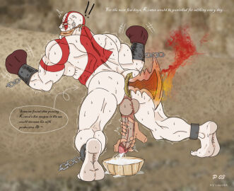 ass_stuffed bald_male bara beard cumming god_of_war humiliated humiliation jerking_off kratos liushahuiyou male male_focus male_only masturbation milking mouth_mask muscular muscular_male nude object_in_ass object_insertion red_markings solo_male sword_in_ass tied_arms tied_hands tied_up white_skin yaoi