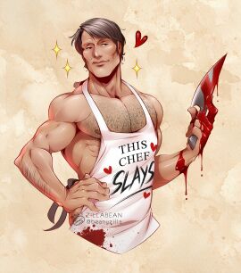 1boy apron apron_only bara hannibal hannibal_lecter male male_only tagme yaoi zillabean