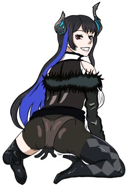 ass bhdptopnotch12 breasts female fur_trim hololive hololive_english hololive_english_-advent- large_ass large_breasts nerissa_ravencroft smiling_at_viewer twerking virtual_youtuber