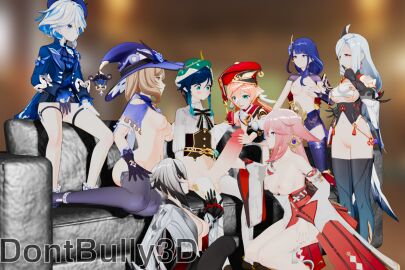 1boy 3d 3d_(artwork) 7girls aged_up aged_up_character arlecchino_(genshin_impact) balls black_hair blender blender_(artwork) blender_(software) brown_hair dont_bully_(artist) female femboy femboy_on_female furina_(genshin_impact) genshin_impact harem hoyoverse huge_balls huge_cock hung_femboy large_balls large_cock large_penis large_testicles light-skinned_female light-skinned_male light_skin lisa_(genshin_impact) male multiple_females multiple_girls oversized_cock oversized_penis partially_clothed partially_clothed_female partially_clothed_male partially_nude partially_undressed penis pink_hair purple_hair raiden_shogun robes shenhe_(genshin_impact) testicles two-tone_hair venti_(genshin_impact) white_hair yae_miko yanfei_(genshin_impact)