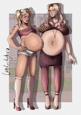 2pregnancy big_belly daughter female mother mother_and_daughter multiple_pregnancies nails_painted original piercing pregnancy pregnant pregnant_belly pregnant_female pregnant_fetish pregnant_mother_and_daughter ready_to_pop underligtarv