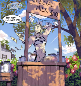 blonde_hair breasts censored cow_print cow_print_bikini cum cum_drip cum_in_container dickgirl dickgirl_only futa_only futanari huge_cock intersex intersex_only large_penis money muscular muscular_futa original_character penis ripley_(sinsigat) ripley_schiumeat_(sinsigat) sinsigat small_breasts tagme