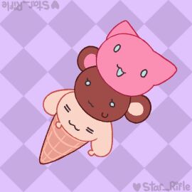 >u< animated blinking bodily_fluids checkered checkered_background chocolate_ice_cream closed_eyes cum cum_from_mouth cum_in_mouth cum_inside cumshot dessert disembodied_penis ejaculation erection eyelashes food food_creature genital_fluids genitals head_penetration heart_symbol ice_cream ice_cream_cone male melting melting_ice_cream non-human non-human_head pattern_background penis simple_background star_rifle strawberry_ice_cream sweat sweatdrop toony vanilla_ice_cream x_eyes