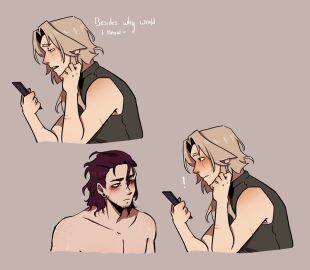 blonde_hair brown_hair comic dialogue gay green_eyes icarus jack male pale-skinned_male pale_skin red_eyes scar_on_face scars_all_over scuffroi stubble twink