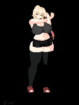 animated ass_expansion belly_expansion breast_expansion indulgences pixel_art rebecca_(indulgences) tight_clothing