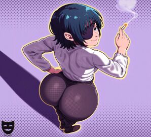 2024 2d 2d_(artwork) artist_logo ass big_ass bubble_ass bubble_butt chainsaw_man d-art_style female himeno_(chainsaw_man) huge_ass looking_up thick_thighs wide_hips z-art