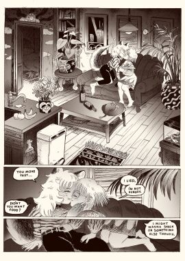 2girls bonnie_guerra bxxxnie comic female kissing monochrome tagme werewolf yuri