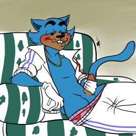 blue_fur feline male masturbation sitting solo toontown_online toony