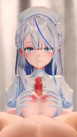 1boy 1girls 3d amagai_ruka areolae blush breasts countdown cum_on_breasts dd_dd_(niku1112s) ejaculation fellatio gloves grey_eyes grey_hair huge_breasts indoors licking_penis light-skinned_female light-skinned_male light_skin male_pov nipples nurse nurse_cap nurse_uniform open_mouth paizufella paizuri paizuri_lead_by_female pov sound tagme tongue tongue_out uniform video virtual_youtuber weather_planet white_gloves