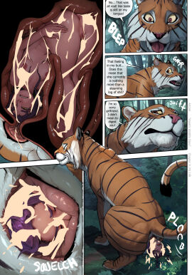 4_fingers 4_toes african arm_support artca9 back_scar barefoot belly biped black_claws black_text border brown_body brown_fur brown_mane brown_markings brown_text brown_tuft chin_tuft claws cloud colored comic comic_page countershade_torso countershading detailed_background dialogue digital_drawing_(artwork) digital_media_(artwork) digitigrade dubious_consent duo ear_tuft ellipsis english_text exclamation_point eye_contact faceless_character faceless_female faceless_human facial_markings facial_tuft fear feet felid female female_prey feral feral_pred fingers fluffy_mane fur fur_markings fur_tuft grass green_eyes grey_belly grey_body grey_countershading grey_markings grey_tuft hair hasani_(artca9) head_markings hi_res human human_on_feral human_prey interspecies larger_feral larger_male long_tail looking_at_another looking_down lying male male/female mammal mane markings mixed_media mountain multicolored_body multicolored_fur nature night nude number on_back on_grass on_ground outside pantherine paws photo_background photography_(artwork) pink_body pink_nose pink_skin plant purple_hair quadruped rear_view rock scar shaded sharp_claws short_hair shrub side_view size_difference sky smaller_female smaller_human smile standing star starry_sky tail tail_tuft tan_body tan_fur tan_markings text thin_tail thinking thought_bubble three-quarter_view tiger toe_claws toes tuft two-tone_body two-tone_fur unwilling_prey violet_(artca9) vore walking watermark whiskers white_border white_text wide_eyed willing_prey zoophilia