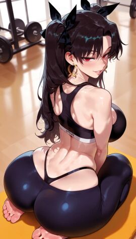 1girls ai_generated ai_video animated animation ass ass_jiggle balecxi bare_shoulders black_hair black_sports_bra blush bounce bouncing_ass bouncing_breasts breasts earrings fate/grand_order fate_(series) feet female female_only from_behind ishtar_(fate) jewelry jiggle jiggle_physics jiggling_ass jiggling_breasts large_breasts light-skinned_female light_skin long_hair looking_at_viewer looking_back no_sound pants parted_lips red_eyes smile soles solo sports_bra stay_blocky stirrup_legwear tagme toeless_legwear toes video