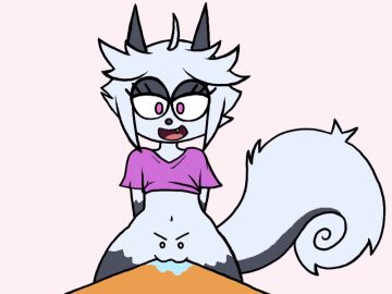 4:3 american_opossum animated clothing female furniture genitals maggie_(ichduhernz) makrap mammal marsupial rodent sciurid table tree_squirrel vulva