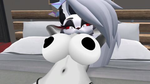 1girls 3d anthro big_breasts boobs breasts female furry furry_female helluva_boss laying_on_bed looking_at_viewer loona_(helluva_boss) nipples panties_only solo_female vrchat vrchat_avatar vrchat_furry vrchat_model