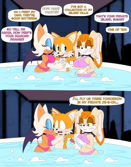 1boy 2girls baby_crazy bikini blush blushing condom condom_wrapper female flirting gold_digger harem hot_tub imminent_impregnation imminent_sex kissing larger_female male miles_prower miles_tails_prower older_female pierced_condom punctured punctured_condom rich rouge_the_bat sabotage sabotaged_condom smaller_male sonic_(series) sonic_the_hedgehog_(series) tails tails_the_fox taller_female threesome unknown_artist unopened_condom_wrapper useless_condom vanilla_the_rabbit wealthy younger_male