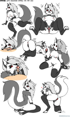 2022 anal anal_plug anthro anthro_penetrated anus ass ass_up blep breasts buttplug buttplug_in_ass buttplug_insertion canid canid_demon canine clothing collar demon duo erection faceless_character faceless_male female female_focus female_penetrated fingerless_gloves fluffy fluffy_tail fur genitals gloves grey_hair grey_pubes hair handwear hellhound helluva_boss hi_res human human_on_anthro interspecies kneeling legwear licking long_tail looking_at_viewer looking_back looking_back_at_viewer loona_(helluva_boss) male male/female mammal mostly_nude multiple_images multiple_poses mythological_canine mythological_creature mythology nipples noisetanker object_in_ass oral penetration penile penis penis_bite penis_lick pink_nipples plug_(sex_toy) plug_insertion pose presenting presenting_pussy pubes pussy sex sex_toy sex_toy_in_ass sex_toy_insertion solo_focus spiked_collar spikes spread_legs spread_pussy spreading tail thigh_highs tongue tongue_out white_body white_fur