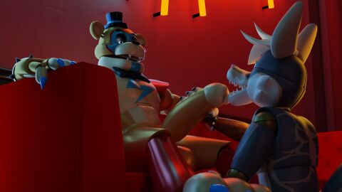 2020s 2023 2boys 3d 3d_model animatronic anthro anthro_focus anthro_on_anthro anthro_only big_cock big_penis bodypaint bow_tie bowtie canine canis digital_media_(artwork) duo duo_focus erect_penis erection facepaint five_nights_at_freddy's five_nights_at_freddy's:_security_breach glamrock_freddy_(fnaf) glans handjob headgear headwear humanoid_genitalia humanoid_penis lucasgshep machine male male/male male_anthro male_focus male_only masturbation original_character penis robot scottgames steel_wool_studios top_hat