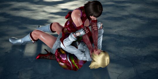 3d 3d_animation 3d_model animated anna_williams ass big_ass blonde_hair choke_hold death emilie_de_rochefort female female_only gif ryona sfx tekken tekken_7 thick_thighs yuri