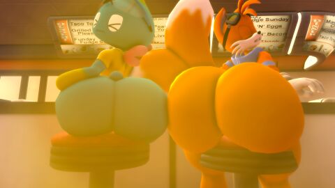 2boys 3d anthro ass ass_focus big_ass big_butt bubble_ass bubble_butt bumping_asses bumping_butts butt_focus chao_(sonic) doppoarts fart fart_cloud fart_fetish farting farting_at_viewer farts femboy fox furry huge_ass huge_butt male sega sonic_(series) sonic_the_hedgehog_(series) tails tails_the_fox