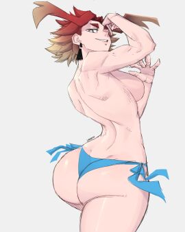 1girls ass big_ass big_butt bikini_bottom breasts breasts_outside female light-skinned_female light_skin limn044 looking_at_viewer nude nude_female oc original original_character roxan_(limn044) thick_ass thick_thighs