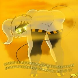 1girls 2d 2d_(artwork) ass big_ass fart fart_cloud fart_fetish farting female female_only glitch_productions j_(murder_drones) looking_at_viewer murder_drones naked naked_female robot robot_girl robot_humanoid samkvevo screen_face solo tail thick_thighs white_hair white_skin yellow_background yellow_eyes