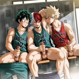 ai_generated animated armpit_hair armpit_licking boku_no_hero_academia gay hairy_armpits hekaro izuku_midoriya jerking_off_together jerkingoff katsuki_bakugou musky_armpit my_hero_academia pubic_hair shouto_todoroki sound sweaty_body tagme threesome twink video yaoi