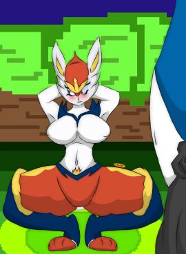 0range0rengi 1boy 1boy1girl 1girls 2d breasts cinderace female inteleon large_breasts male pokemon pokemon_(species)