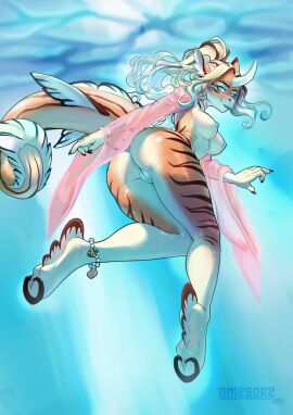 1girls 2d aleyna_(darznwolfe) anklet anthro areolae ass breasts celtic_mythology choker claws digital_media equid equine european_mythology female female_only fish fish_tail from_below furry furry_only genitals hi_res hooves horn horse hybrid jewelry kelpie looking_back mammal marine medium_breasts mythological_creature mythological_equine mythology nipples nude omesore ponytail pussy sea seashell smile solo swimming underwater unguligrade unicorn vagina water