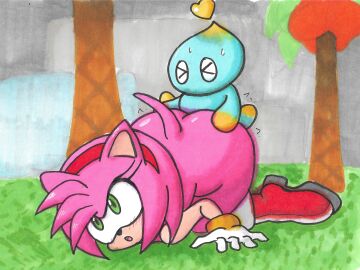 amy_rose ass brownpidgeon chao_(sonic) face_down_ass_up female green_eyes hedgehog_girl penetration pink_fur round_ass size_difference sonic_(series) sonic_the_hedgehog_(series) tail