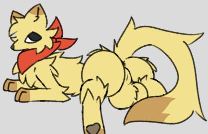 anus balls bandana brown_markings chest_tuft fatal_fury feral fur garou:_mark_of_the_wolves genitals gulonine itokatsu kerchief looking_at_viewer looking_up lying male mammal markings marten midnightpurrs mustelid musteline pawpads snk solo tail tuft yellow_body yellow_fur