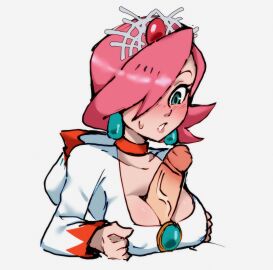 1girls big_penis blush breasts bust clothed collar crown earrings female female_focus final_fantasy hands_on_breasts hooded_dress jewelry light_skin lips lipstick male mario_(series) mario_hoops_3_on_3 mario_sports_mix medium_breasts nintendo paizuri paizuri_under_clothes penis penis_between_breasts pink_hair raydeluxxxe robe short_hair sketch square_enix surprised teal_eyes tiara white_background white_mage white_mage_(mario)