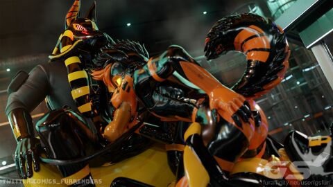 16:9 3d anthro anubis bodily_fluids canid canine canis clothing cum cum_drip cum_in_mouth cum_inside cumshot deity digital_media_(artwork) domestic_dog dominant dominant_male dripping drone dronesuit dronification egyptian_mythology ejaculation fellatio fish genital_fluids group gsfur hacony hi_res jackal latex latex_clothing latex_skinsuit male male/male mammal marine middle_eastern_mythology mythology oral penile penis qundium_(hacony) sex shark skinsuit submissive submissive_male tight_clothing trio widescreen zeronid