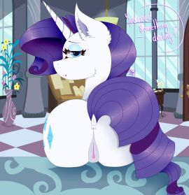 2d anus ass equid equine female female_only feral feral_only friendship_is_magic full_color fur hasbro horn kathepart mammal my_little_pony plot pony purple_hair purple_tail pussy quadruped rarity_(mlp) rear_view tail unicorn white_body white_fur