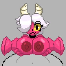 1boy 1girls animated big_breasts brawl_stars breasts colette_(brawl_stars) cute cute_face female horns male nipples penis pixel_animation pixel_art pumpkinz6 supercell titjob trixie_colette_(brawl_stars) white_hair wings yellow_eyes
