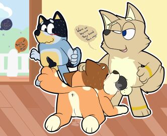 2022 4_fingers all_fours animal_genitalia animal_penis anthro anthro_on_anthro anus arm_markings australian_cattle_dog balls bandit_heeler bent_arm bent_legs big_eyes biped black_body black_ears black_eyes black_fur black_nose black_penis black_text blue_body blue_eyebrows blue_eyes blue_fur blue_sky blue_speech_bubble bluey_(series) blush blush_lines bodily_fluids brown_body brown_ears brown_fur canid canine canine_genitalia canine_penis canis canon_x_oc cattledog cheek_tuft chilli_heeler closed_eyes cloud countershade_fur countershade_torso countershading cuckold dark_body dark_ears dark_fur dark_nose dark_penis day dialogue digital_drawing_(artwork) digital_media_(artwork) domestic_dog dominant dominant_anthro dominant_male english_text erection extended_arm eyebrows facial_tuft fellatio female fingers floor fur fur_tuft genital_fluids genitals gesture group half-closed_eyes hand_gesture hand_on_another's_head hand_on_head hand_on_hip hand_on_own_hip herding_dog hi_res husband inside internal_wall intraspecies iris leaking leg_markings light_balls light_body light_ears light_eyebrows light_fur light_inner_ear light_tail light_tongue looking_at_another looking_back looking_back_at_another looking_pleasured male male/female mammal markings mature_anthro mature_female mature_male monotone_balls monotone_genitals monotone_penis monotone_tail multicolored_body multicolored_fur narrowed_eyes no_pupils nude nude_anthro nude_female nude_male offscreen_character oral orange_body orange_fur orange_speech_bubble outline pastoral_dog penile penis penis_in_mouth pink_tongue plant prick_ears pussy pussy_juice_leaking pussy_juice_on_ground red_blush saliva saliva_on_penis sex shenhibiki shrub sky snout speech_bubble spots spotted_markings spotted_tail standing straight_legs submissive submissive_anthro submissive_female tail tail_markings talking_to_another tan_body tan_countershading tan_ears tan_eyebrows tan_fur tan_inner_ear tan_speech_bubble tan_tail text three-quarter_view thumbs_up tongue trio tuft two-tone_tail vaginal_fluids wall_(structure) white_body white_clouds white_eyebrows white_fur white_outline white_spots wife yellow_balls yellow_body yellow_fur yellow_inner_ear yellow_markings yellow_wall