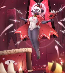 absurd_res anthro athletic athletic_anthro barebone bell bell_collar blonde_hair book bovid breasts candlelight caprine cloak clothing collar cult_of_the_lamb detailed_background dragon felid female female_symbol flower fluffy fluffy_tail fur gender_symbol genitals glowing glowing_eyes grey_body group hair hi_res hooves horn hybrid lamb_(cult_of_the_lamb) levitating levitation light magic male male_symbol mammal massive_monster_(studio) mythological_creature mythological_scalie mythology nipples offscreen_character pantherine pink_nipples pink_vulva plant red_crown_(cult_of_the_lamb) rose_(flower) scalie sheep small_tail sulldfox symbol tail telekinesis temple tiger trio vulva white_body white_eyes white_fur white_wool wool_(fur) wraps