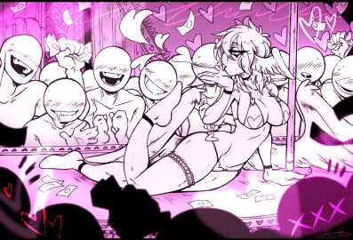 1girls angel_(broken_colors) angel_wings ass big_ass bikini blasticheart_(artist) blowing_kiss breasts broken_colors catwalk exhibition exhibitionism exhibitionist feathered_wings feathers female flirting flirty hourglass_figure large_breasts male money multiple_boys multiple_males no_nude posing strip_club stripper stripper_clothes stripper_pole suggestive suggestive_gesture suggestive_look suggestive_pose suggestive_posing thick_ass voyeur voyeurism wings wings_on_head