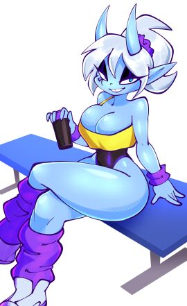 1girls blue_skin breasts female female_only jek_korpen tagme tagme_(character) thighs white_hair