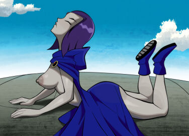 1girls 2024 arched_back areolae ass big_ass big_breasts blue_clothing boots breasts busty calves cape cape_only closed_eyes clothed clothed_female clothes clothing curvaceous curvy dark_nipples dc dc_comics feet_up female footwear forehead_jewel full_body grey_body grey_skin hair hood hood_down human large_ass large_breasts legs_apart lying lying_on_stomach medium_hair naked_cape naked_footwear newguy1091 nipples on_stomach outdoors partially_clothed purple_hair rachel_roth raven_(dc) side_view solo teen_titans thighs voluptuous yoga