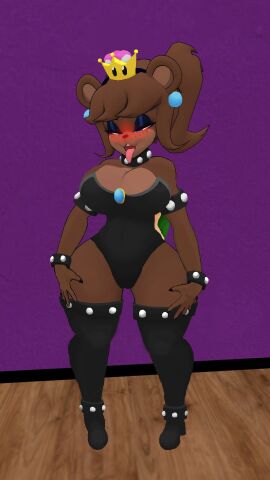 1girls bowsette bowsette_(cosplay) cally3d cosplay cryptiacurves drawover female five_nights_at_freddy's freddy_(fnaf) fredina's_nightclub fredina_(cally3d) frenni_fazclaire furry manygeesen_edits pose solo super_crown vrchat