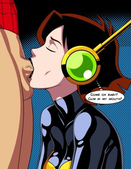 blowjob cheating cheating_girlfriend deepthroat janet_van_dyne latex_suit male marvel marvel_comics oral partial_male short_hair spider-man the_avengers:_earth's_mightiest_heroes wasp_(earth's_mightiest_heroes) wasp_(marvel)