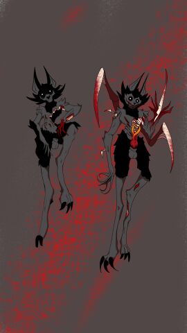 absurd_res alien alien_genitalia animal_genitalia animal_humanoid anthro blood_splatter bodily_fluids canid canid_humanoid fully_sheathed genitals gore hi_res horror_(theme) humanoid knot male mammal mammal_humanoid penis sheath solo_focus t'voal_(alteredkrimson) the_bone_man unsheathed unusual_anatomy unusual_genitalia unusual_penis