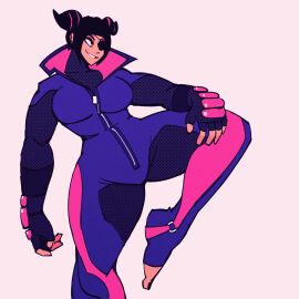 animated big_breasts bodysuit breasts cdlum clothed crazy_eyes eyepatch feet female idle_animation jumpsuit juri_han stirrup_legwear street_fighter street_fighter_v thick_thighs thighs toes twin_drills unzipped_bodysuit wardrobe_malfunction