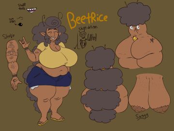 1girls arthropod ass bbw bee beetrice_(cl0wn_meat) big_ass big_breasts breasts busty cl0wn_meat fae female gilf naked oc_sheet original original_character sagging_breasts saggy_breasts tagme