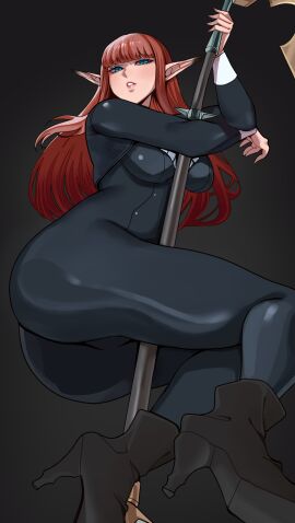 1girls ass atlus bangs below_view big_ass big_butt black_bodysuit black_clothing black_rubber blue_eyes bodysuit ceroccb clothed curves curvy eiselin_hulkenberg elf elf_ears elf_female elf_girl fat_ass female female_only fully_clothed huge_ass huge_butt jpeg knife_ears large_ass large_butt light-skinned_female light_skin metaphor:_refantazio pointy_ears red_hair rubber rubber_clothing rubber_suit sharp_ears thick thick_ass thick_thighs tight_clothes tight_clothing