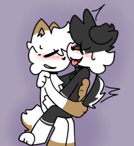 animal_genitalia animal_penis anthro canid canine canine_genitalia canine_penis canis collar domestic_cat domestic_dog duo felid feline felis female femboy genitals male male/female mammal oniricat oniricat_(terraria_character) penis sex smile winny_and_calamitascat