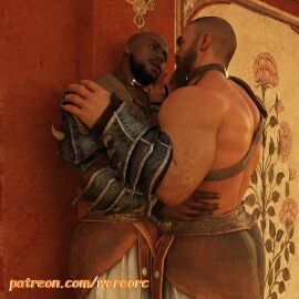 2boys 3d 3d_(artwork) 3d_model affair against_wall cheating_servant collared dark-skinned_male dark_skin enslaved forbidden_relationship gay gay_kissing gay_male hairy hairy_male human_slave interracial kissing light-skinned_male light_skin male male/male male_only masculine masculine_slave melanin muscles muscular muscular_male original original_characters partially_clothed_male slaves submissive_men unfaithful wereorc_(artist) yaoi