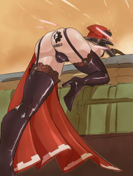 1boy 1femboy 2d adeptus_mechanicus ass ass_focus ass_tattoo bulge color femboy femboy_only full_color garter_straps gun heel_boots heels high_heel_boots high_heels itzal light-skinned_male light_skin male male_only masked masked_male rear_view skitarii solo stockings tattoo thigh_boots thong warhammer_(franchise) warhammer_40k weapon