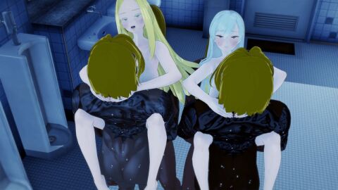 100_kanojo 2girls 4boys anal animated animated_image ass balls bathroom bathroom_sex big_breasts big_penis blonde_hair bouncing_breasts breasts busty completely_nude dark-skinned_male dark_skin double_penetration eiai_nano female female_penetrated gangbang gif group group_rape gyaruo huge_breasts kimi_no_koto_ga_dai_dai_dai_dai_daisuki_na_100-nin_no_kanojo koikatsu long_hair male male_penetrating male_penetrating_female netorare nude nude_female nude_male penis pussy sunglasses suspended_double_penetration sweat sweating tagme tattoo tattoo_on_back tattooed_male tattoos the_100_girlfriends_who_really_really_really_really_really_love_you utsukushisugi_mimimi vaginal_penetration