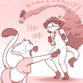 1boy 1girls barefoot blush blushing bullying character_request chubby clothed_female_nude_male completely_naked completely_nude convenient_censoring embarrassed embarrassed_nude_male female jesse_(tethyss) kit_(mistersaturn123) male mistersaturn123 naked naked_male nude nude_male only_one_naked pubic_hair tagme wardrobe_malfunction