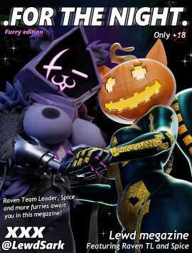 3d 3d_(artwork) 3d_render bear breasts cat_ears cat_tail fortnite fortnite:_battle_royale furry lewd lewdsark naked pumpkin_head raven_team_leader raven_team_leader_(fortnite) spice_(fortnite)